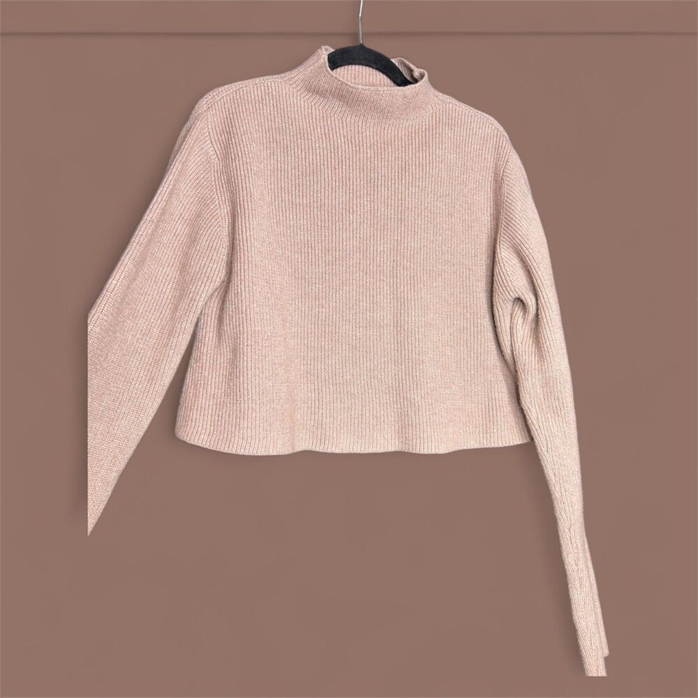 Dress Forum Women's Chocolate Brown Mock Neck Cropped Ribbed Sweater